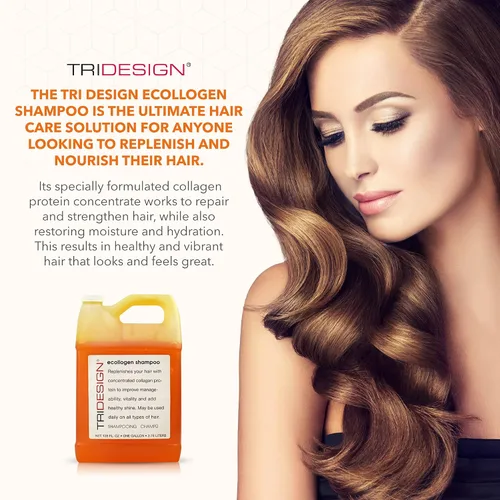 Miniatura 5 de TRIDESIGN Ecollogen Shampoo - Champú reabastecedor para el cabello para hombres y mujeres, productos para el cuidado del cabello con concentrado
