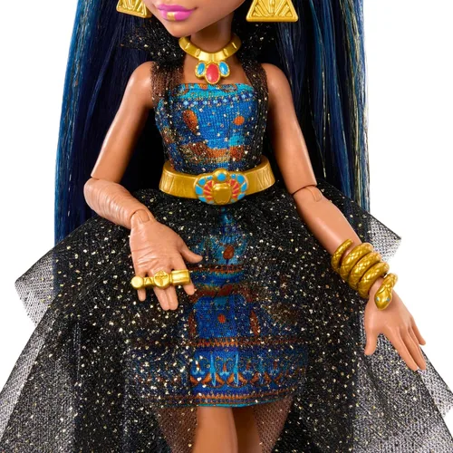 Miniatura 3 de Muñeca Monster High Monster Ball, Cleo De Nile con vestido de fiesta y accesorios temáticos incluyendo cetro y cupcakes