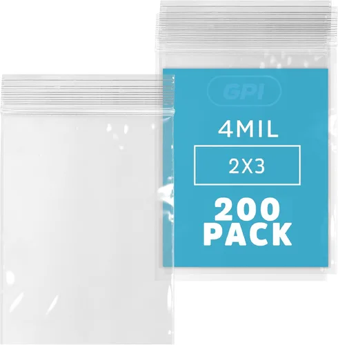 Miniatura 32 de GPI - Caja de 1000 bolsas de plástico transparente con cremallera de 3 x 3 pulgadas - Bolsas de polietileno resistentes a granel de 4 mil de grosor