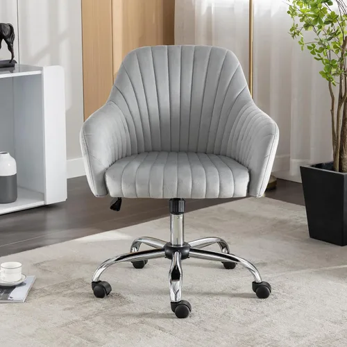 Miniatura 9 de anwickjeff Silla de escritorio de oficina de terciopelo con altura ajustable, silla de oficina moderna, silla de maquillaje, silla giratoria