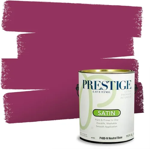 Miniatura 235 de Prestige Paints E100-T-SW6591 Pintura exterior e imprimación en uno, 1 galón, plano, combinación comparable de Sherwin Williams Amaryllis, 1 galón