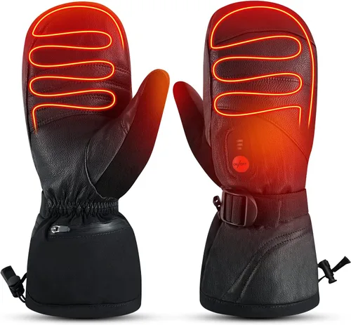 day wolf Heated Gloves for Men Women 7.4V 2200mAh Electric Rechargeable Battery Waterproof Gloves Mitten for Winter Sports Ski Snowboard Camping