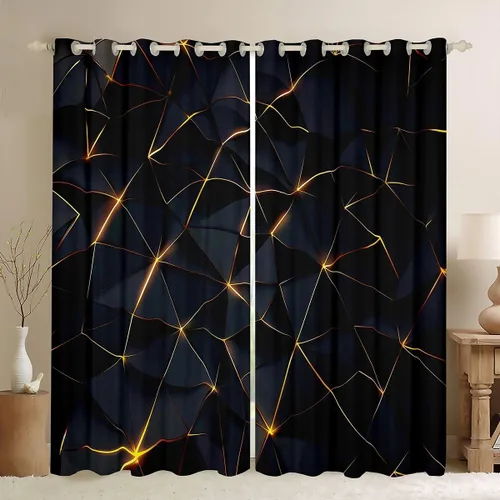 Miniatura 32 de Feelyou - Cortinas de ventana en forma de panal, tema geométrico hexagonal con luces de neón verdes, para chicos adolescentes y hombres, elegante