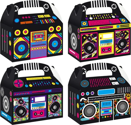 umoni Suministros de fiesta de los años 80 y 90, cajas de recuerdo Boombox, decoraciones de fiesta de cumpleaños, 12 cajas de regalo de fiesta de
