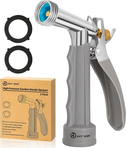 Miniatura 9 de AUTOMAN Full Size Garden Hose Nozzle, High Pressure Pistol Grip Water Nozzle Sprayer with Threaded Front, Adjustable Spray Water Flow for Washing