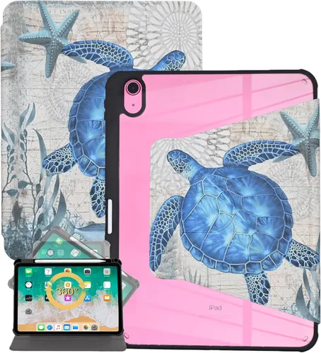 Miniatura 10 de Funda para iPad (A16) 11ª/10ª generación de 10.9 pulgadas 2025/2022, piel sintética con soporte giratorio de 360 grados, cubierta protectora de TPU