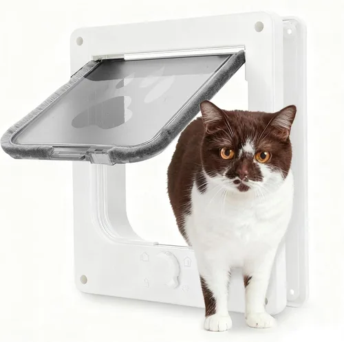 Miniatura 10 de Fabater Cat Door, Safety Pet Door for Pets Up to 25 Lb, 4 Way Locking Cat Flap Door for Interior Exterior Door, Window and Wall, Weatherproof & Easy