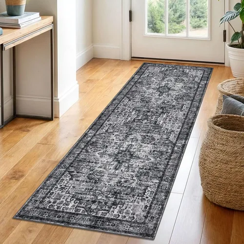 Miniatura 34 de SIILOOM Alfombra lavable de 2 x 3 pies, alfombra suave color taupe ceniza para entrada, tapete antideslizante para puerta de interior, tapete