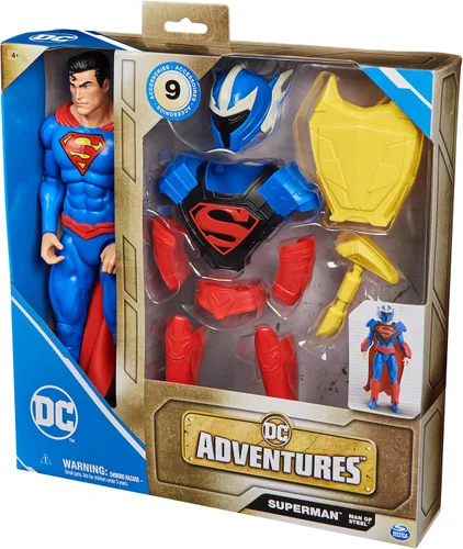 Miniatura 8 de DC Comics, Superman Man of Steel Figura de acción, DC Adventures, 12 pulgadas, 9 accesorios, juguetes coleccionables de superhéroes para niños