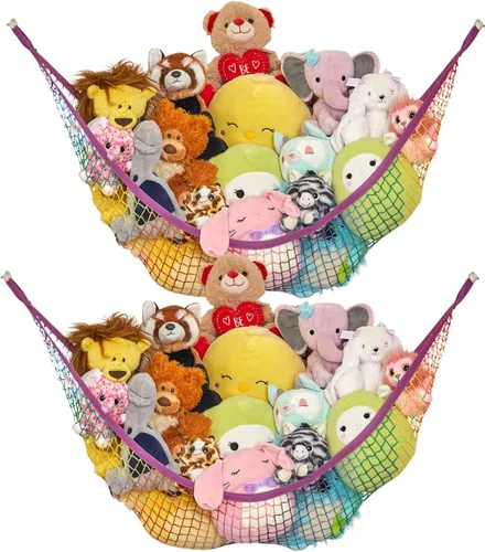 Miniatura 38 de Lilly's Love Hamaca para animales de peluche, organizador colgante de esquina, almacenamiento de juguetes, red de almacenamiento de animales
