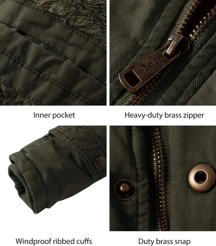 Miniatura 6 de Chaqueta WenVen, parca de invierno con capucha extraíble, cálida, para hombre