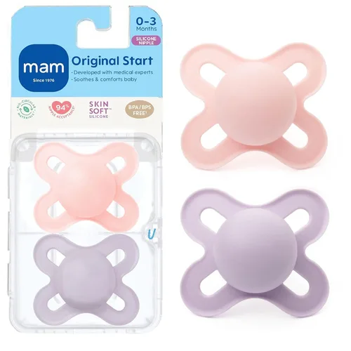MAM Original Start Chupetes Mate para Bebé, Chupete para 0-3 Meses, Pezón de Silicona sin BPA, Fácil de Limpiar, Lo Mejor para Bebés Recién Nacidos,
