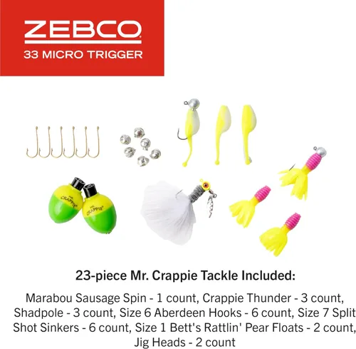 Miniatura 8 de Zebco 33 Micro Trigger Spincast - Combo de carrete y caña de pescar, caña telescópica de 2 piezas de 6 pies 6 pulgadas, Ultra-Lt Power, Mod Action