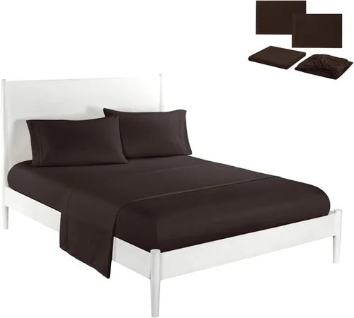 Sábanas de cama, transpirables, refrescantes y cómodas, sábanas autolimpiantes con infusión de plata, juego de sábanas de 3 piezas (café, individual)