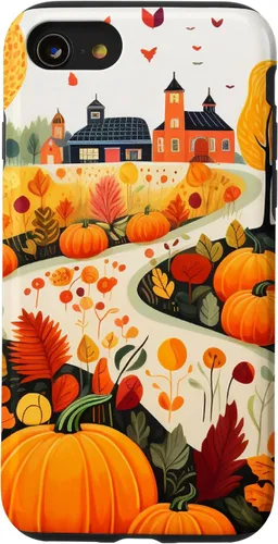 Miniatura 17 de iPhone 12 mini hojas otoño calabaza patrón otoño color hojas caso