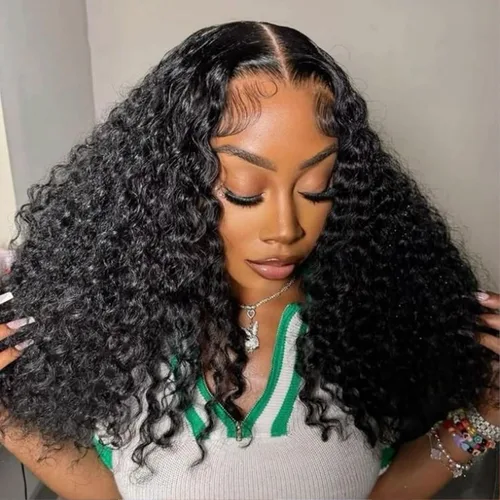 Miniatura 9 de Pelucas de cabello humano rizado estilo Bob de Forevermore, cierre 4x4 para mujeres, sin pegamento, 18 pulgadas, onda de agua, encaje frontal húmedo