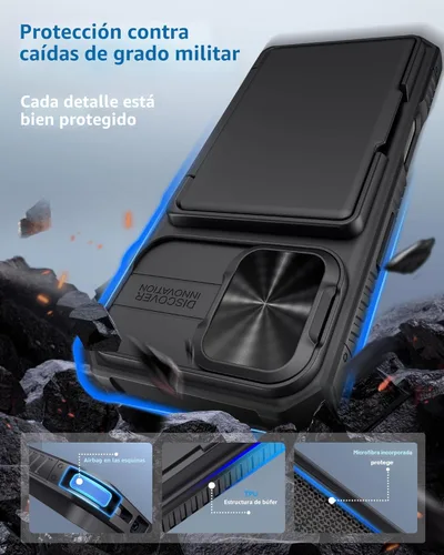 Miniatura 5 de ATATOO Funda tipo cartera para iPhone 17, tarjetero integrado (3-5 tarjetas), funda para cámara deslizante y bloqueo RFID, protección de grado Negro
