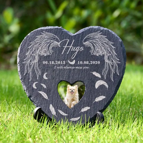 Miniatura 14 de Farfume Piedras conmemorativas personalizadas para mascotas con foto y texto Marcadores personalizados para tumbas para mascotas Lápidas