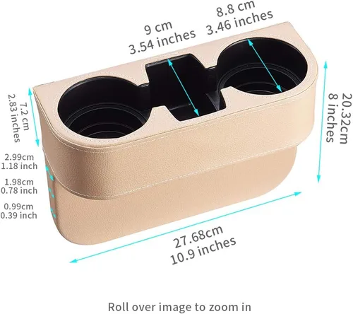 Miniatura 2 de BEIGE Organizador Multifuncional de Portavasos para Automóvil Organizador de Asiento de Automóvil Rellenador de Espacios Almacenamiento de Botellas