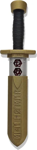 Miniatura 8 de MunnyGrubbers - Soporte para dados de daga de espada - (Juego de 7 dados D20 aleatorios incluidos) - Almacenamiento de dados poliédricos Mármol