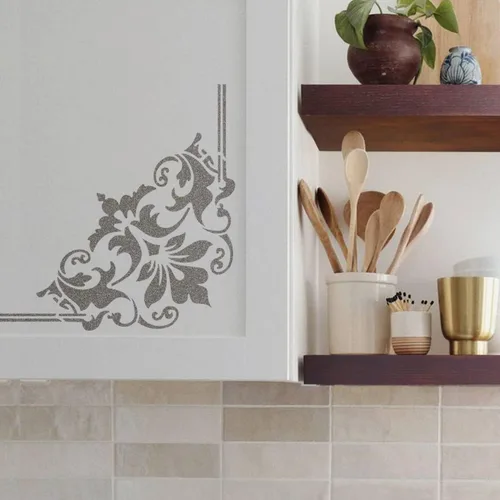 Miniatura 3 de GSS Designs - Plantilla de damasco ornamentada para pintar sobre madera, lienzo, papel, tela, piso, pared y azulejos, 12 x 12 pulgadas, plantilla