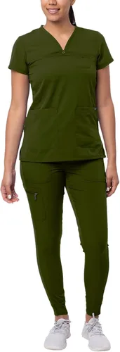 Adar Pro - Conjunto de ropa quirúrgica con mejora de movimiento para mujer, blusa médica con cuello en V y pantalón médico deportivo y para yoga