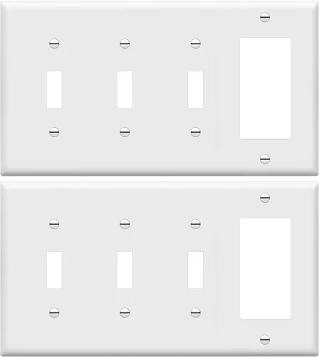Miniatura 10 de ENERLITES Placa de pared combinada de triple palanca/salida de receptáculo dúplex individual, tamaño estándar, cubierta de interruptor de luz de 4