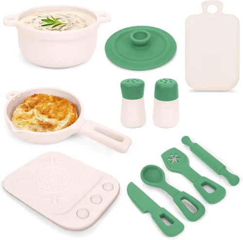 TYRY.HU Accesorios de Cocina de Juguete, 11 Piezas de Silicona Sin BPA Juegos de Comida de Simulación, Juego de Cocina de Juguete, Utensilios de