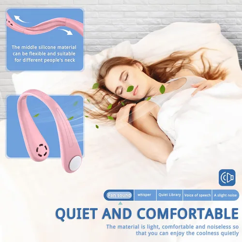 Miniatura 3 de FrSara Ventilador de cuello, ventilador de cuello sin aspas, recargable, ajustable, enfriamiento de 360, súper silencioso, sin diseño de ventilador
