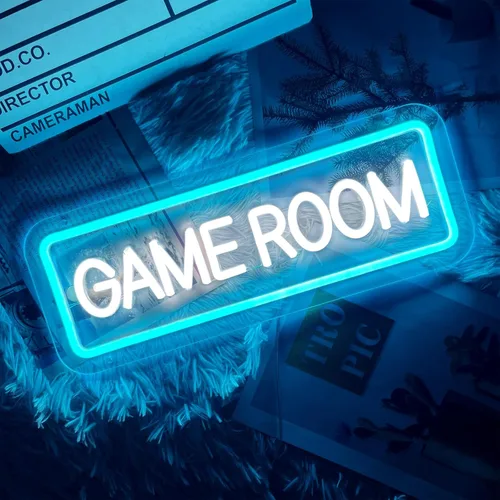 Letrero de neón para sala de juegos para decoración de pared de juegos, luz de neón LED con alimentación por USB, habitación de adolescente, 2-Azul