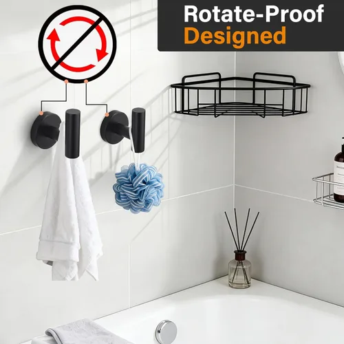 Miniatura 5 de Nolimas Gancho para toallas, color negro mate, SUS304, acero inoxidable, ropa de baño, armario, esponjas, gancho para bata, montaje en pared, 2