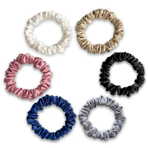 Miniatura 16 de Silvr Bear Paquete de 6 coleteros de satén de lujo, color negro, suaves, grandes para mujeres y niñas, bandas para el cabello grueso y rizado