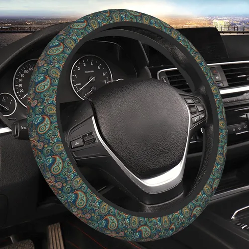 Funda de volante de ajuste universal, accesorios para el interior del automóvil para mujeres y hombres, 15 pulgadas, transpirable, antideslizante,