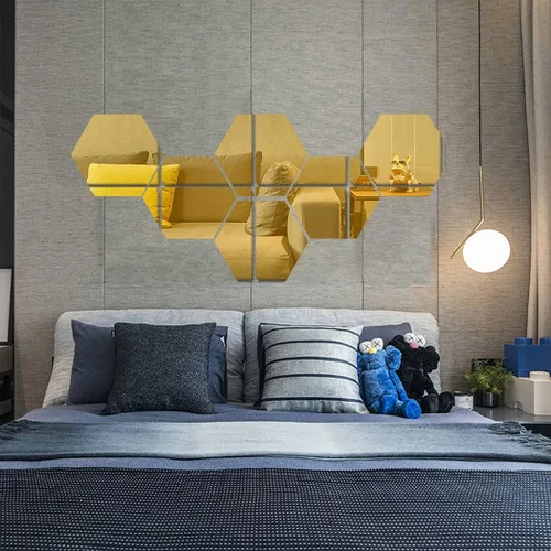 Miniatura 4 de Juego de 2 calcomanías autoadhesivas de pared con forma de corazón, espejo reflectante decorativo para pared, lámina de acrílico para pared