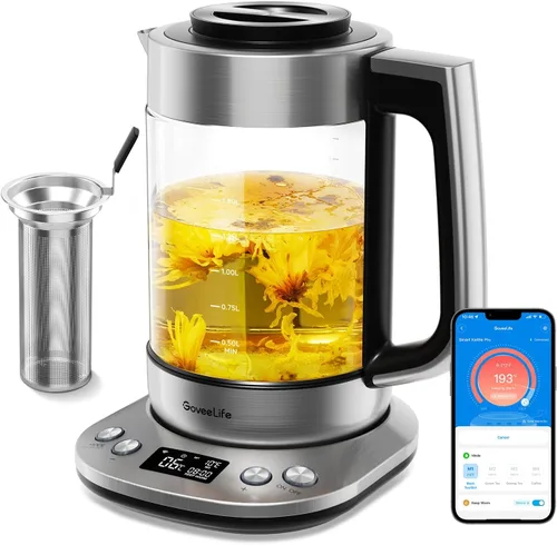 Miniatura 10 de GoveeLife - Hervidor Eléctrico Inteligente con Infusor de Té para Hojas Sueltas, Hervidor Eléctrico de Té de 1.7 L con Programa de Infusión, Control