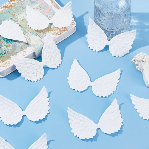 Miniatura 8 de GORGECRAFT 40 piezas de alas de ángel láser de 2.5 pulgadas, parches de alas en relieve, apliques rosados, mini alas para manualidades, accesorios