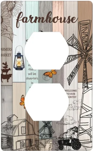 Miniatura 61 de Cubierta decorativa para interruptor de luz de eucalipto tostado, placa de pared de doble palanca, acuarela, hojas marrones, planta con cubierta