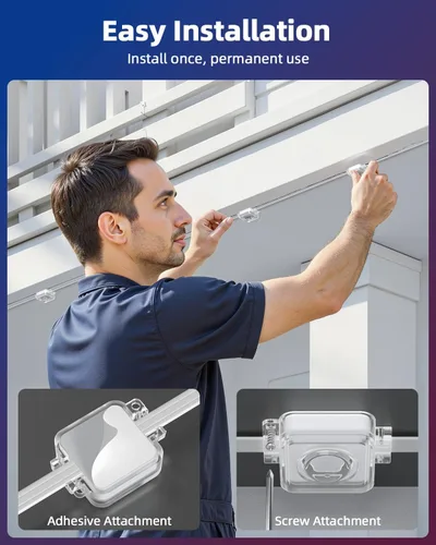 Miniatura 8 de REYLAX Luces permanentes para exteriores de 100 pies con 60 luces LED, luces de alero RGB+IC, IP67 impermeable, múltiples escenas para decoración