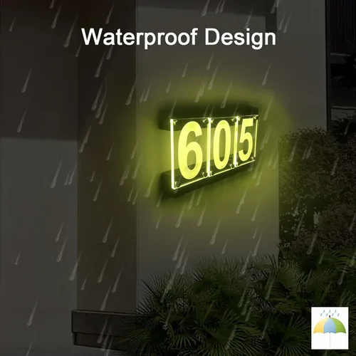 Miniatura 4 de Acrylic - Letrero de dirección solar, números solares iluminados con LED para exteriores, control remoto RGBW que cambia de color, impermeable