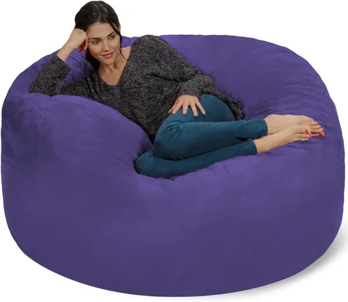Miniatura 9 de Silla Chill Sack Bean Bag: muebles de espuma de memoria gigante y una tumbona grande. Gran sofá con gran cubierta de gamuza suave resistente al