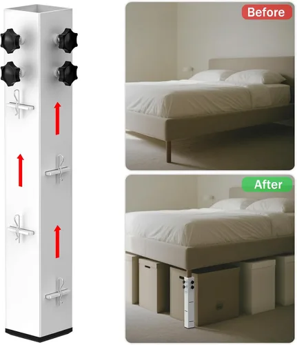 Miniatura 3 de Elevadores de cama de acero al carbono de grado superior 2025 de 2.3 pulgadas de diámetro, altura ajustable