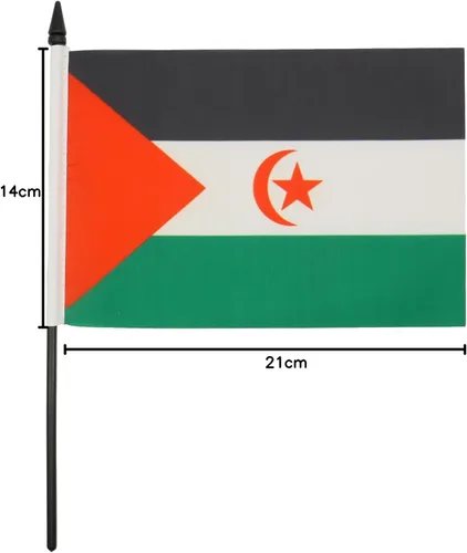 Miniatura 255 de AZ FLAG Sierra Leone Bandera de mesa 5'' x 8'' - Bandera de escritorio de Sierra Leona 21 x 14 cm - Bastón y base de plástico negro
