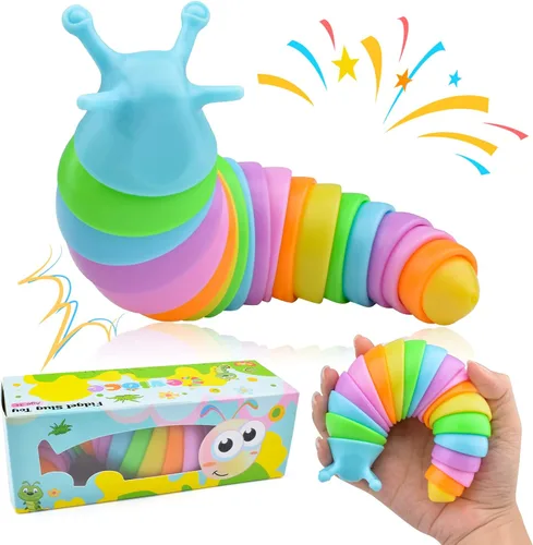 Miniatura 11 de Cevioce Juguete Fidget de Babosa, Juguete Sensorial Fidget de Babosa para Niños y Adultos, 2 Piezas de Lindos Juguetes Sensoriales Articulados en 3D