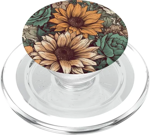 Miniatura 8 de Western Boho Leopard Sunflowers Cactus Rodeo Cowgirl PopSockets PopGrip intercambiables