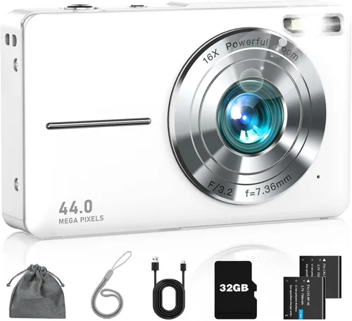 Miniatura 8 de Cámara digital, FHD 1080P - Cámara de apuntar y disparar con zoom de 16X, tarjeta de 32 GB, pequeña cámara de video compacta regalo para niños