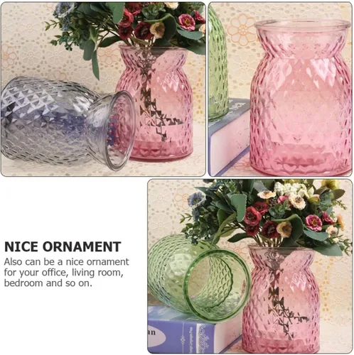 Miniatura 6 de Beavorty 1 unid Decoración de comedor Oficina Botella Floral Rombo Nórdico para el Hogar o Transparente Creativo Rosa Transparente Arreglos