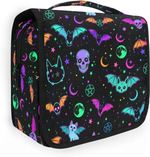 Miniatura 14 de MNSRUU Hanging Toiletry Bag Bats Satellites Skulls and Trees Travel Makeup bag for Toiletries Portable Travel Toiletry Organizer Cosmetic Bags with