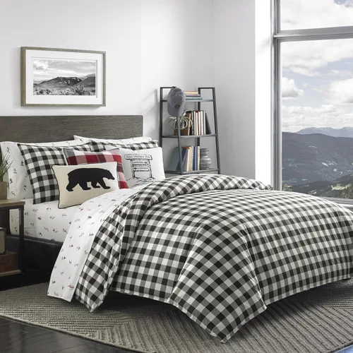Miniatura 36 de Eddie Bauer - Juego de edredón Queen, ropa de cama reversible a cuadros, elegante y cálida decoración del hogar (gris normandía, Queen)