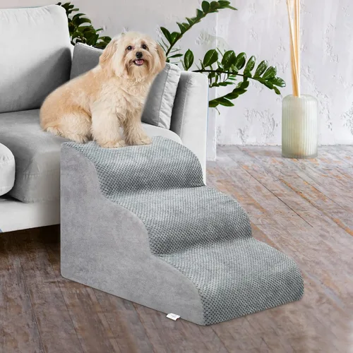 Miniatura 5 de Escaleras para Perros para Perros Pequeños - Rampa de Espuma de Alta Densidad, Pasos Extra Anchos para Mascotas con Fondo Antideslizante para Camas