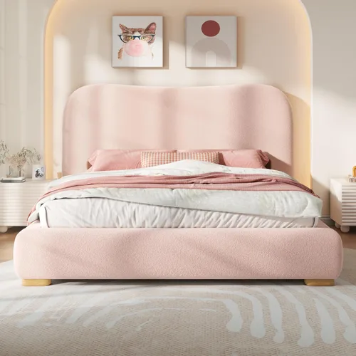 Miniatura 11 de Jocisland Base de cama de nube de tamaño Queen, cabecera curvada de 7.1 pulgadas de grosor, esquinas redondeadas suaves, diseño seguro para niños